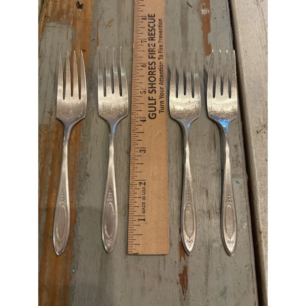 Vintage Lot of 4 Community Plate ADAM 1917 Embellished bowl Salad Forks